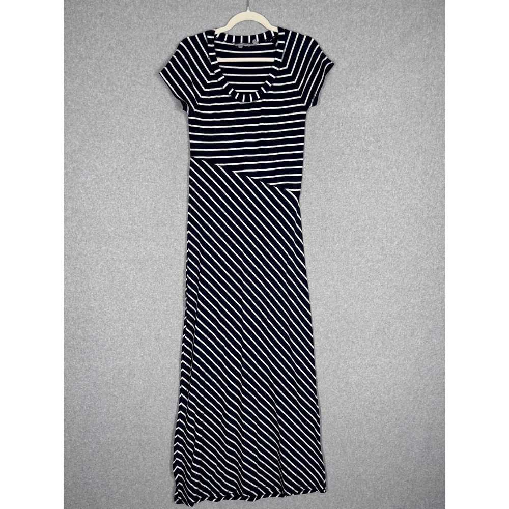Athleta Makai Maxi Dress XS Navy White‎ Striped Pima Cotton Modal Jersey Soft